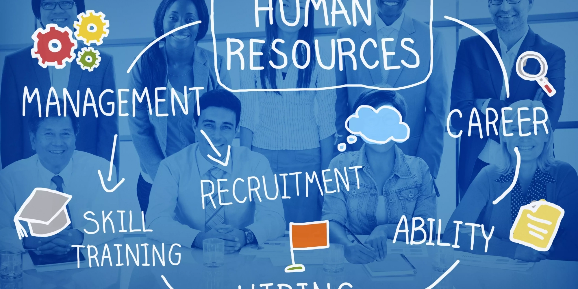 human-resource-hiring-recruiter-select-career-concept a group of people sitting at a table