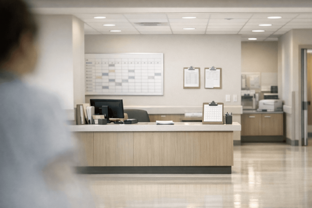 Planification des effectifs hospitaliers Poste de soins hospitalier illustrant la planification des effectifs soignants