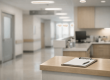 Couloir d’hôpital et poste de soins illustrant l’organisation d’un offboarding et la continuité des soins