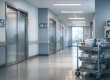 Salle de réunion hospitalière sobre illustrant la médiation et la gestion des conflits en équipe soignante